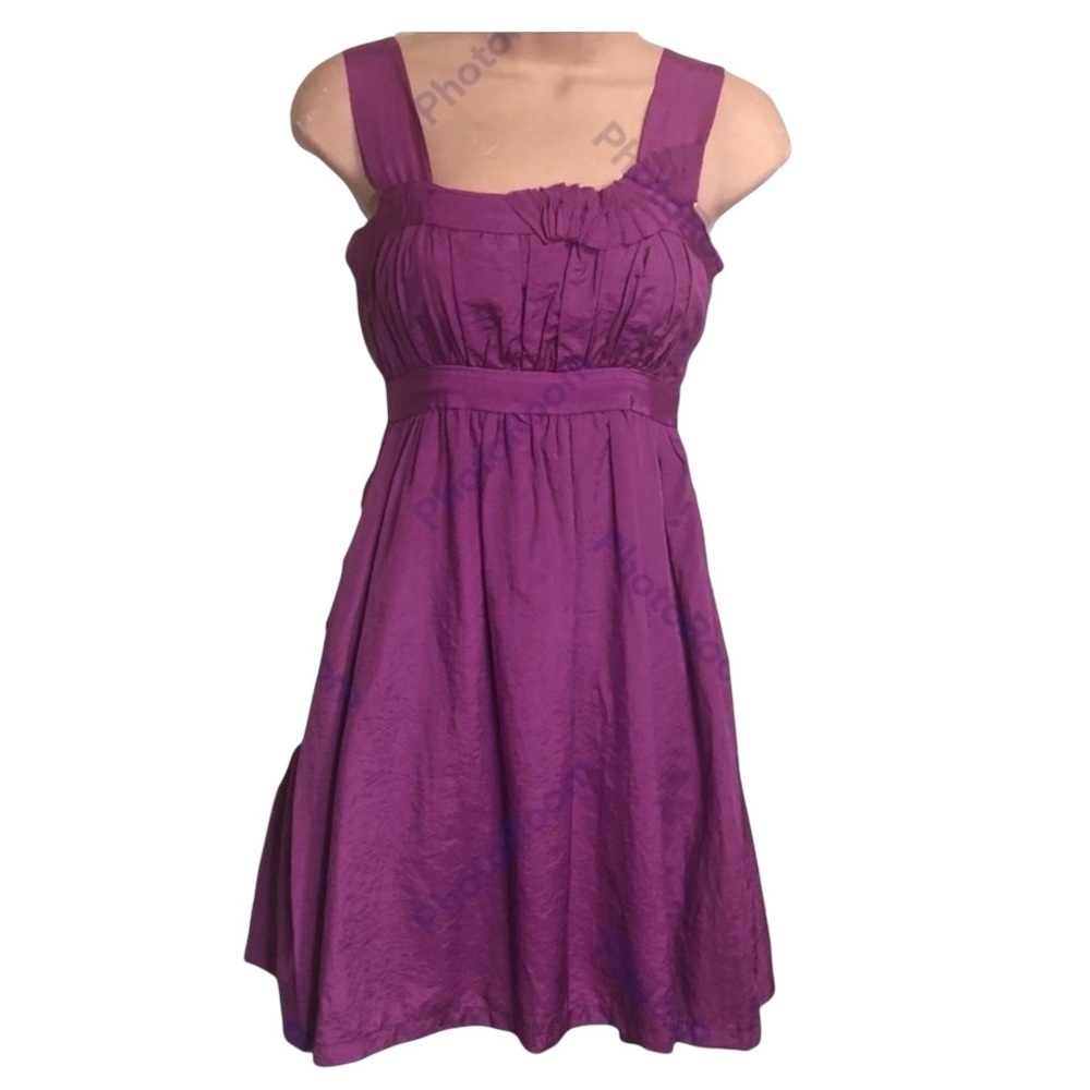 𝅺ARIELLA Empire Waist Straps Side Zip Magenta Lined Dress size XS